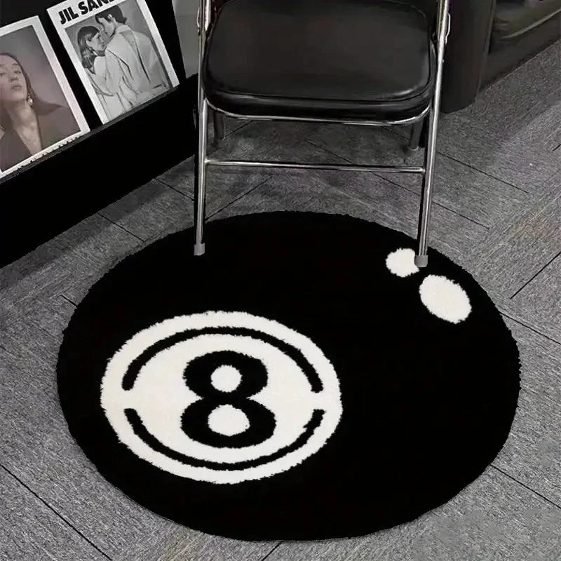 Black 8-Ball Bedroom Rug