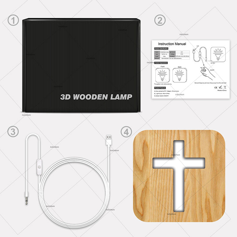 Wooden Cross LED Night Lamp